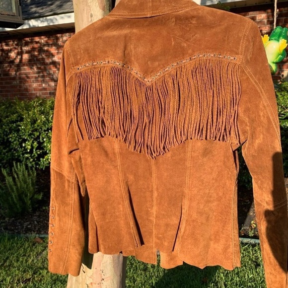 Cripple creek leather suede fringe western jacket leather lacing RTL $395 S VGUC - Picture 7 of 10